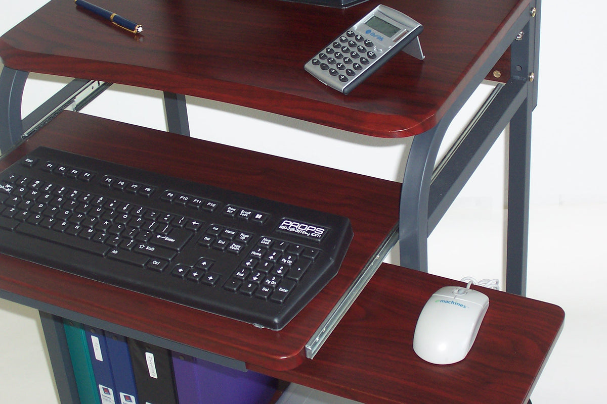 STS7801 32" Rolling Compact Computer Desk with Printer Shelf - Dark Cherry